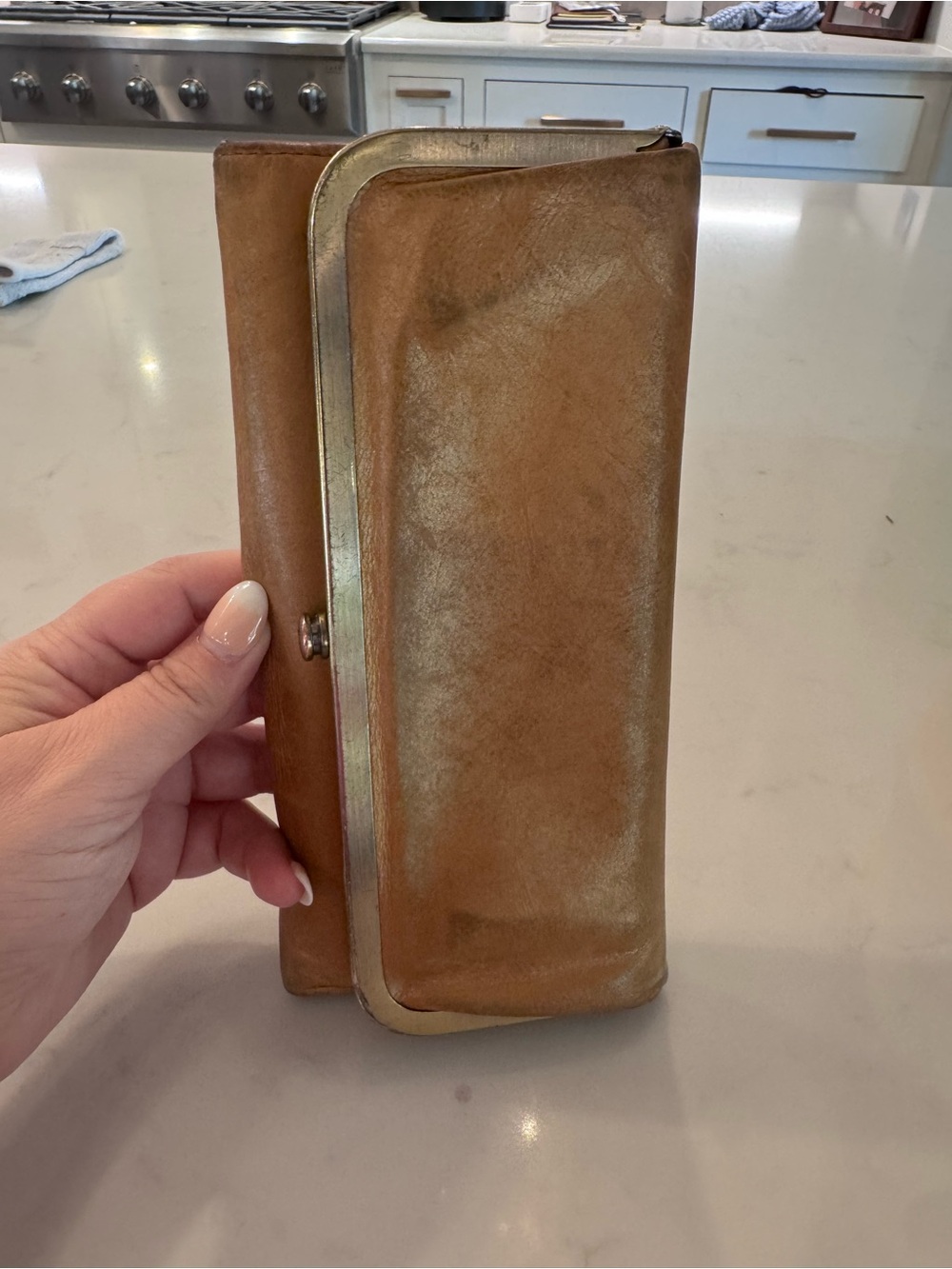 Vintage Tan Leather Clutch Wallet